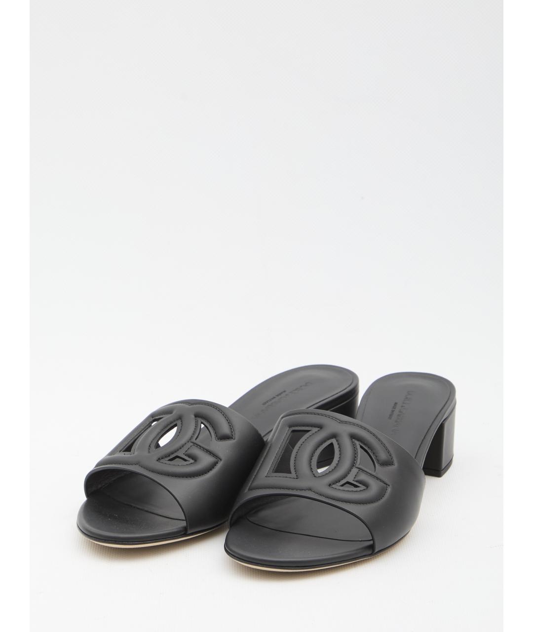 DOLCE&GABBANA Черные кожаные мюли, фото 2