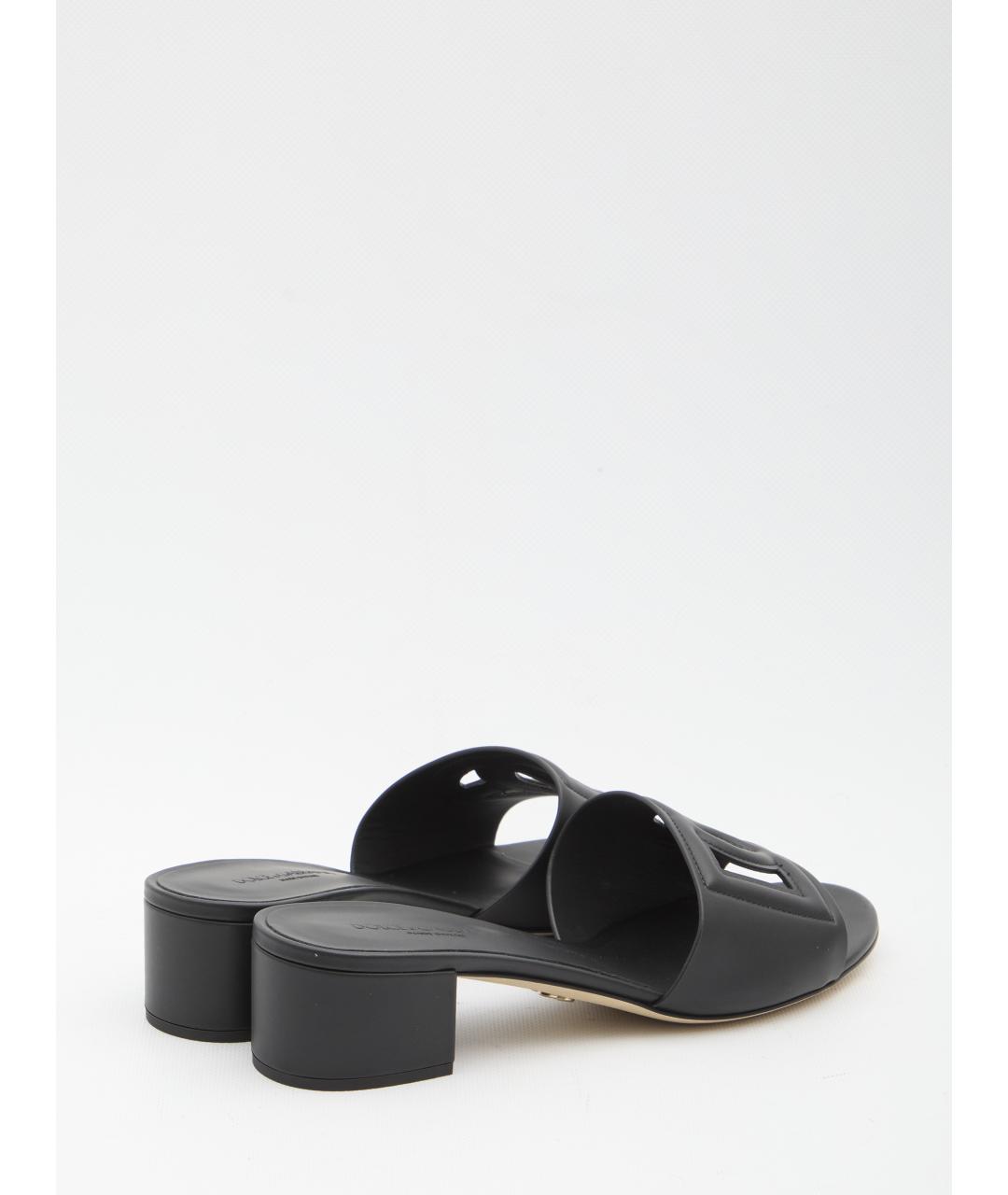 DOLCE&GABBANA Черные кожаные мюли, фото 3