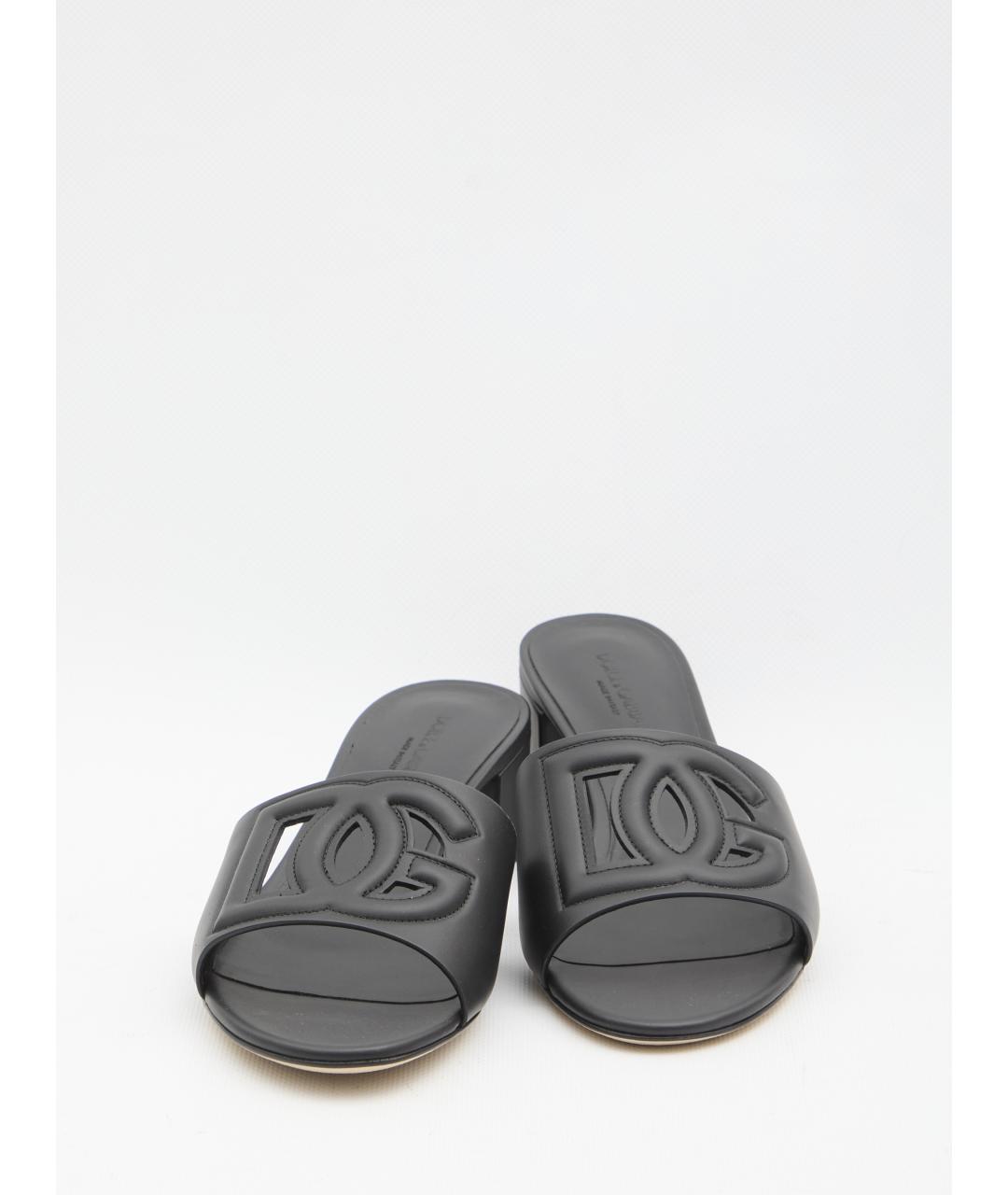 DOLCE&GABBANA Черные кожаные мюли, фото 5