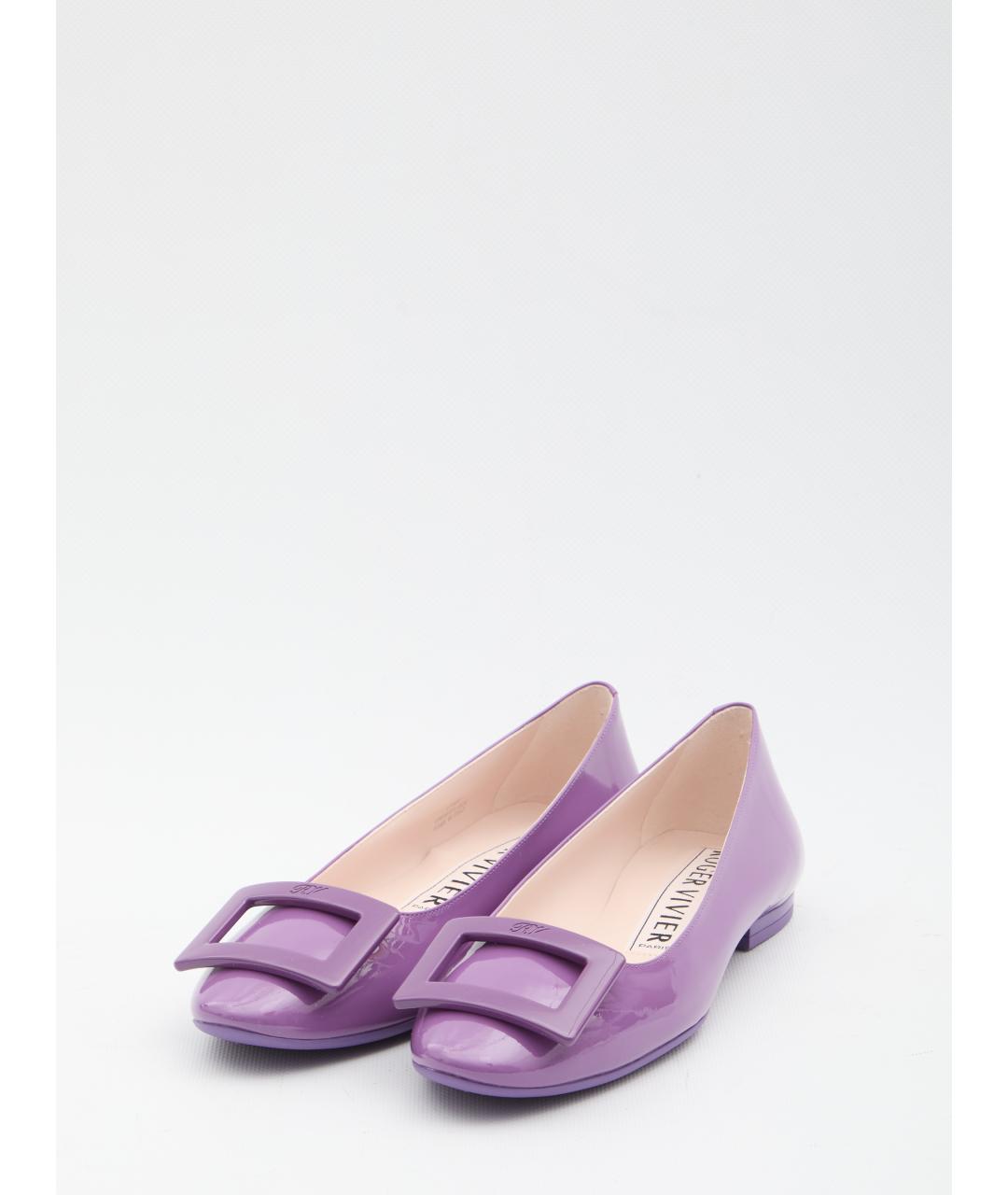 ROGER VIVIER Фиолетовые кожаные балетки, фото 2