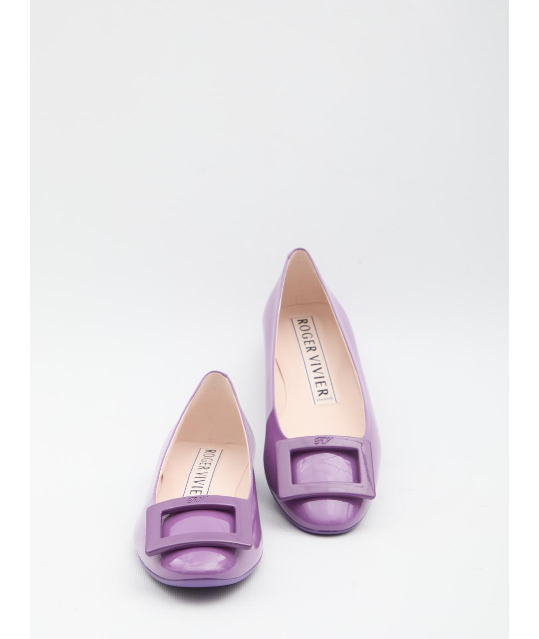 ROGER VIVIER Фиолетовые кожаные балетки, фото 5