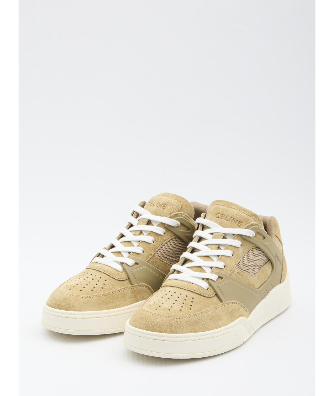 CELINE Бежевые замшевые низкие кроссовки / кеды, фото 2