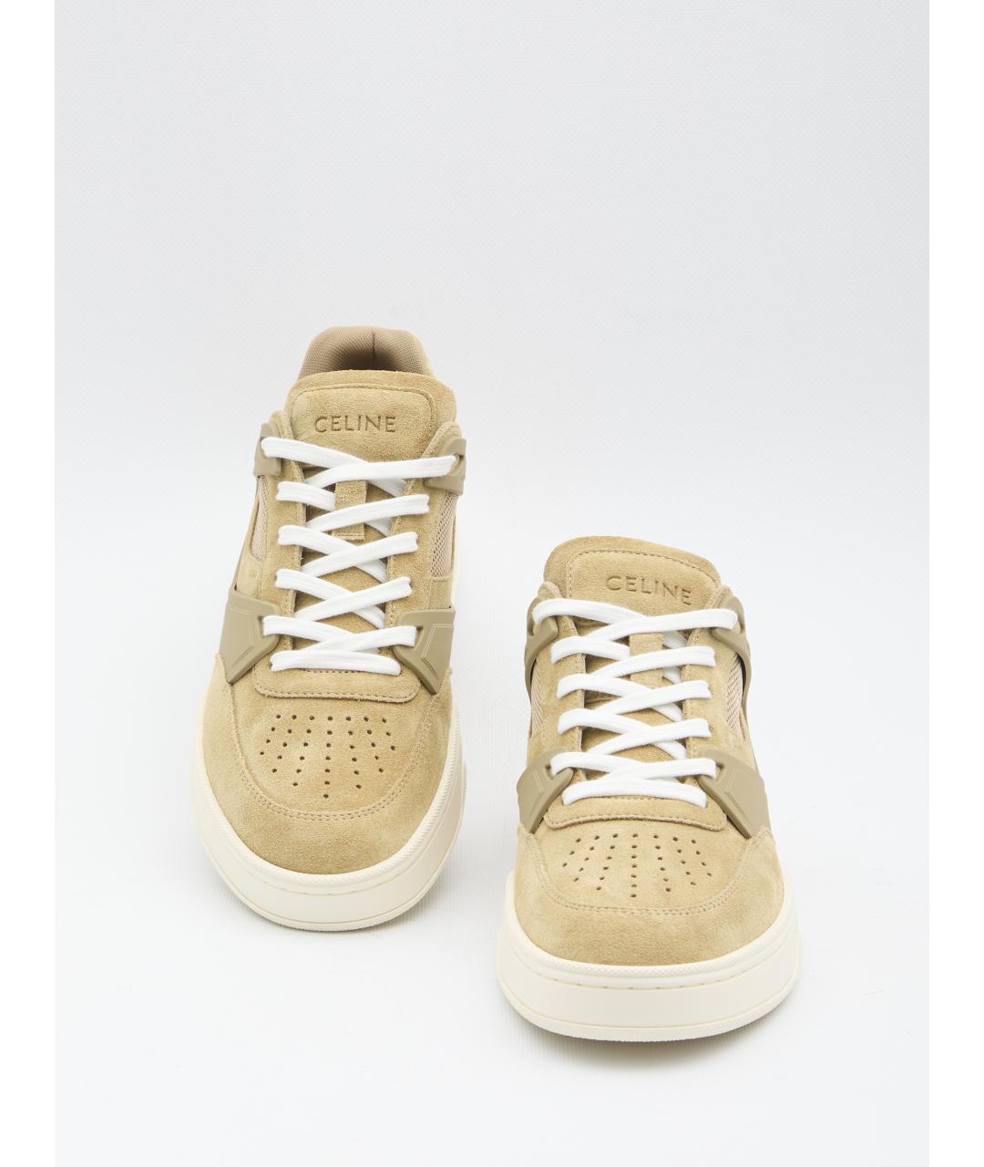 CELINE Бежевые замшевые низкие кроссовки / кеды, фото 5