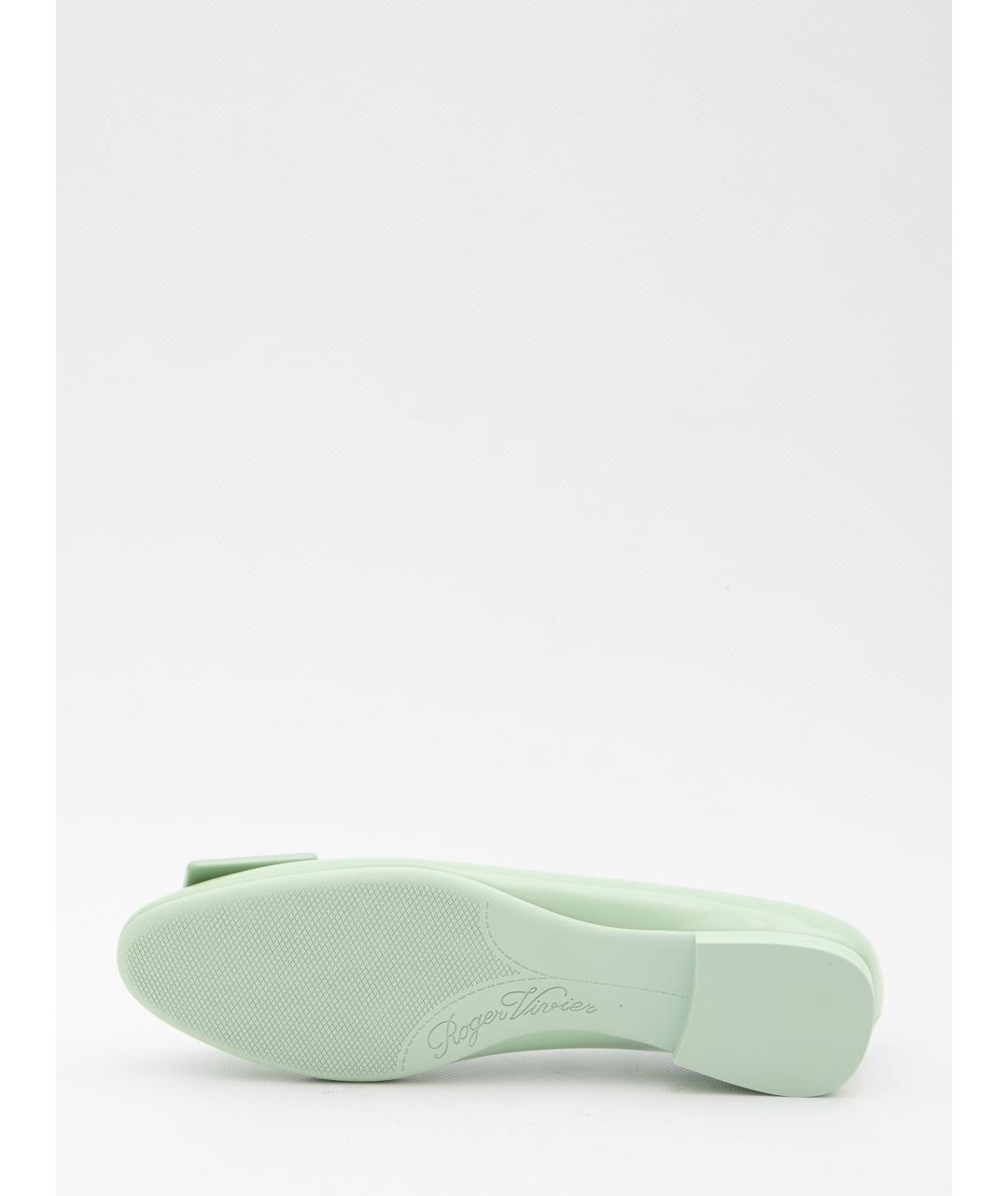 ROGER VIVIER Зеленые кожаные балетки, фото 4