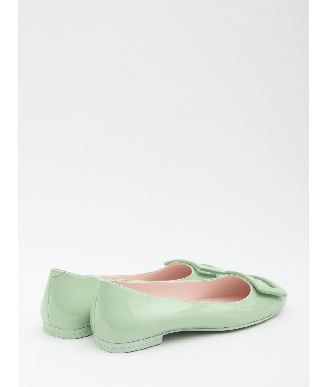 ROGER VIVIER Зеленые кожаные балетки, фото 3