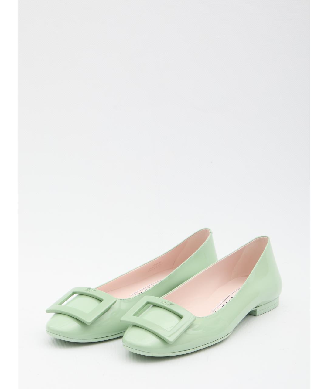 ROGER VIVIER Зеленые кожаные балетки, фото 2