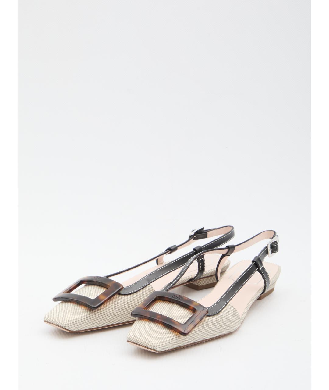 ROGER VIVIER Бежевые текстильные балетки, фото 2