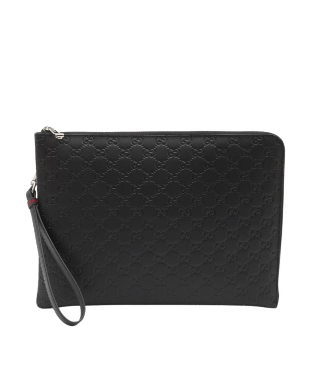 GUCCI Черная кожаная барсетка, фото 1