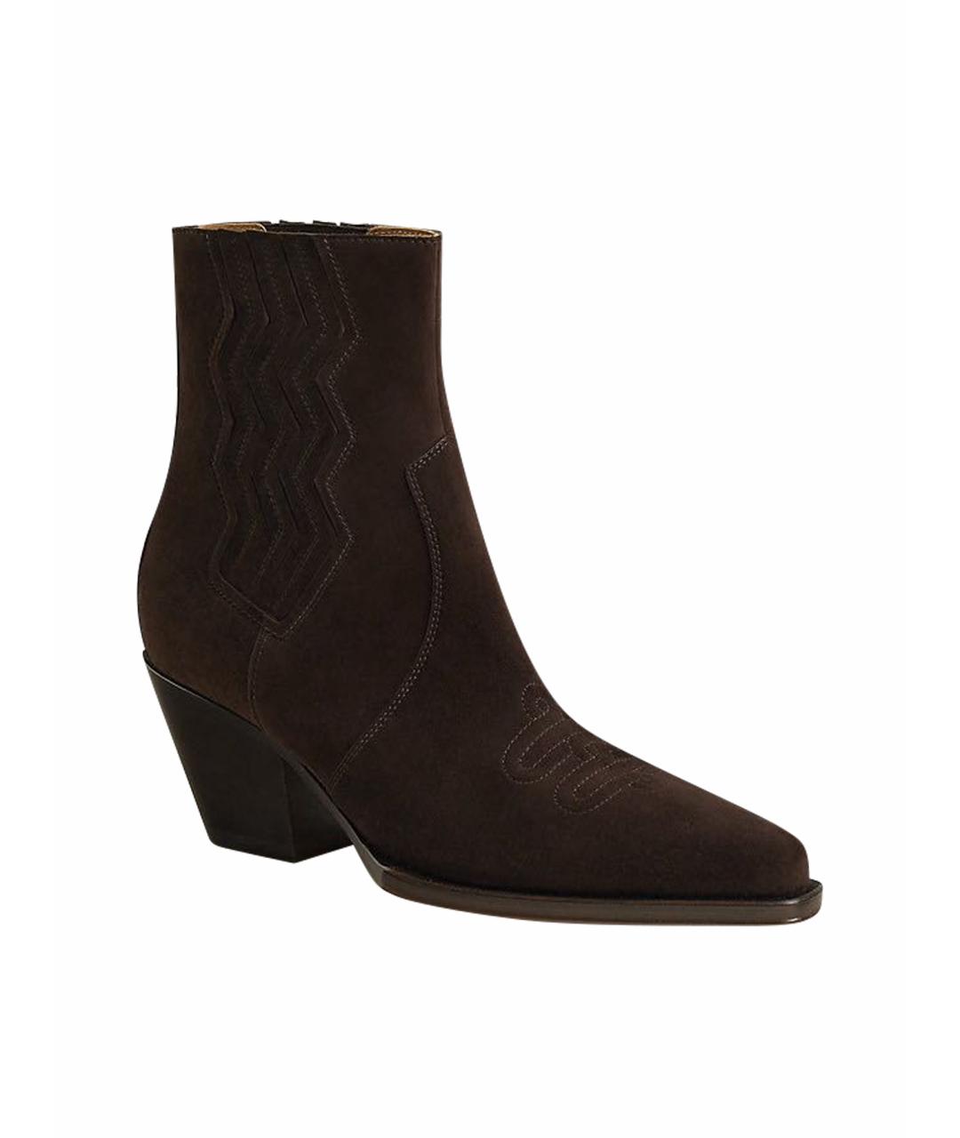 HERMES Коричневые замшевые ботильоны, фото 1