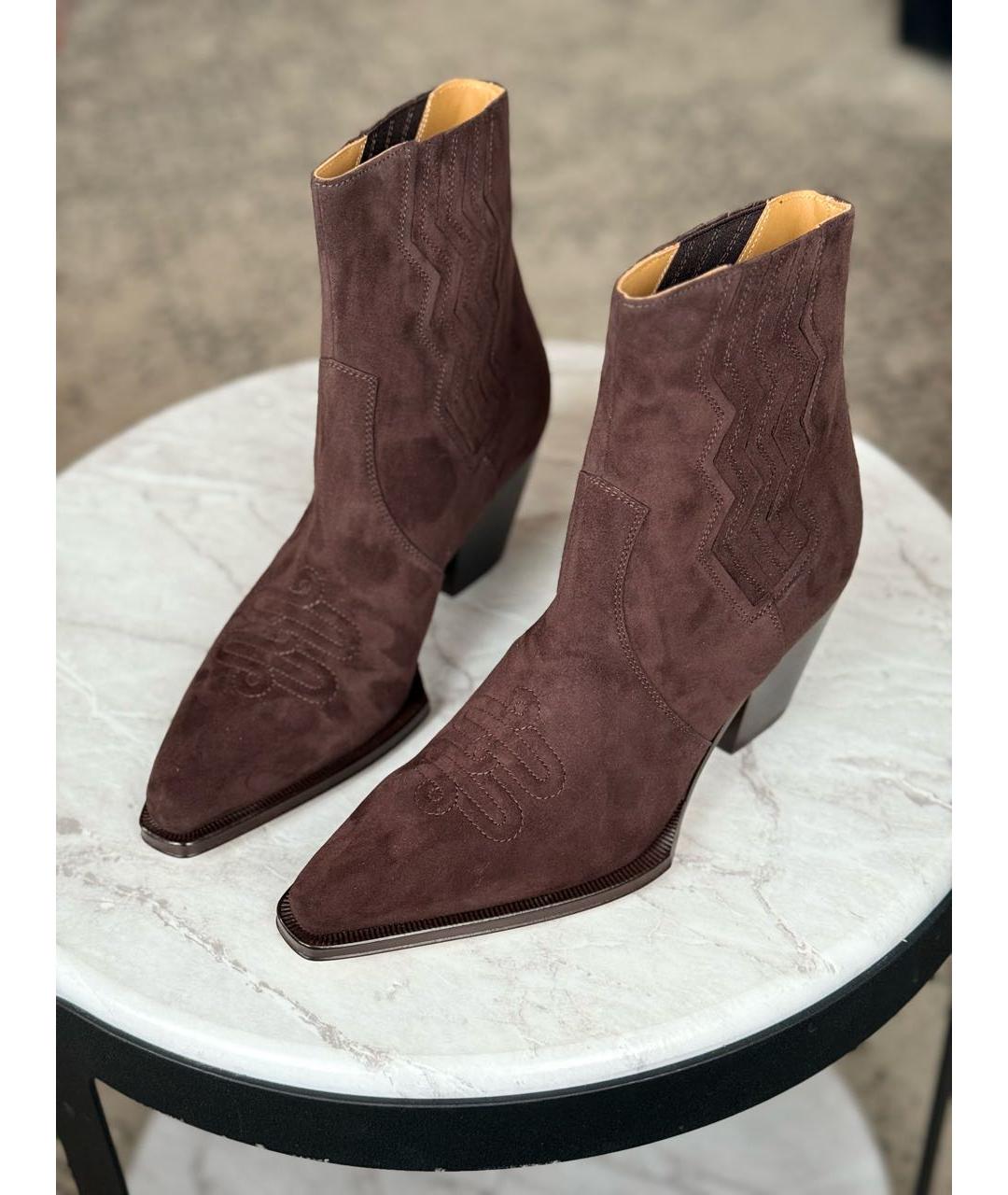 HERMES Коричневые замшевые ботильоны, фото 3
