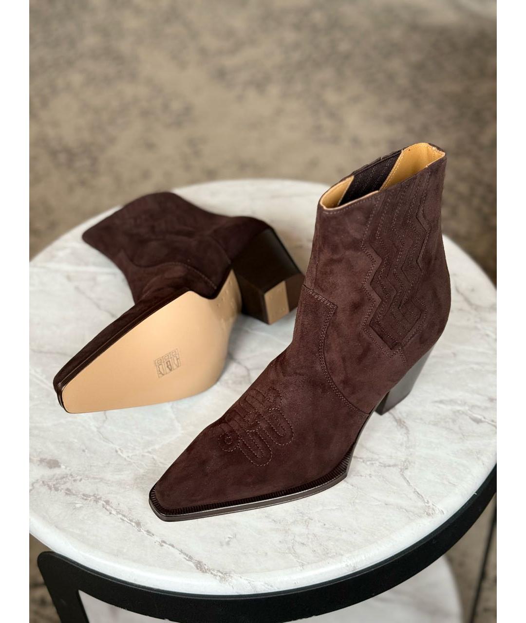 HERMES Коричневые замшевые ботильоны, фото 2