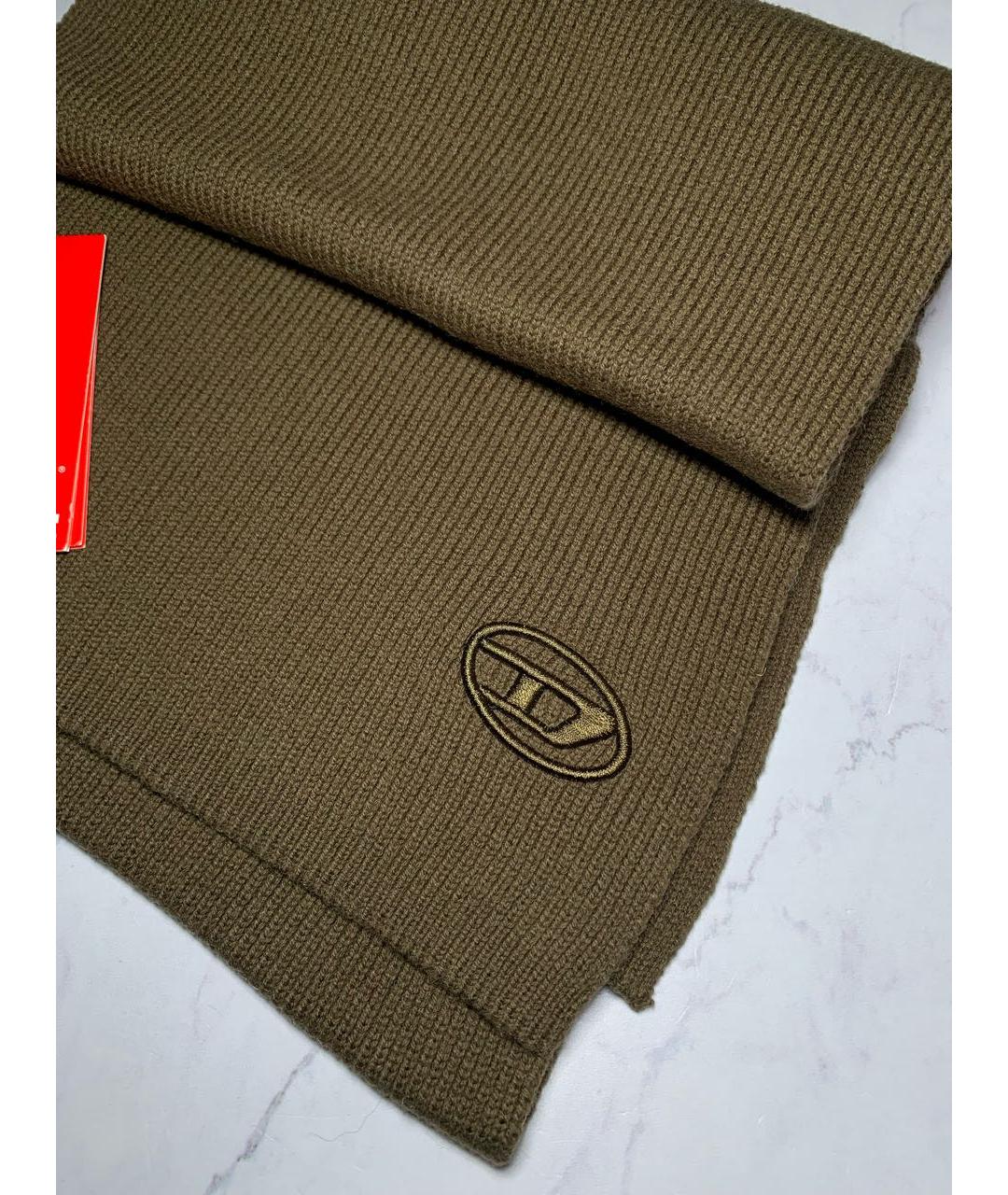DIESEL Хаки шерстяной шарф, фото 7