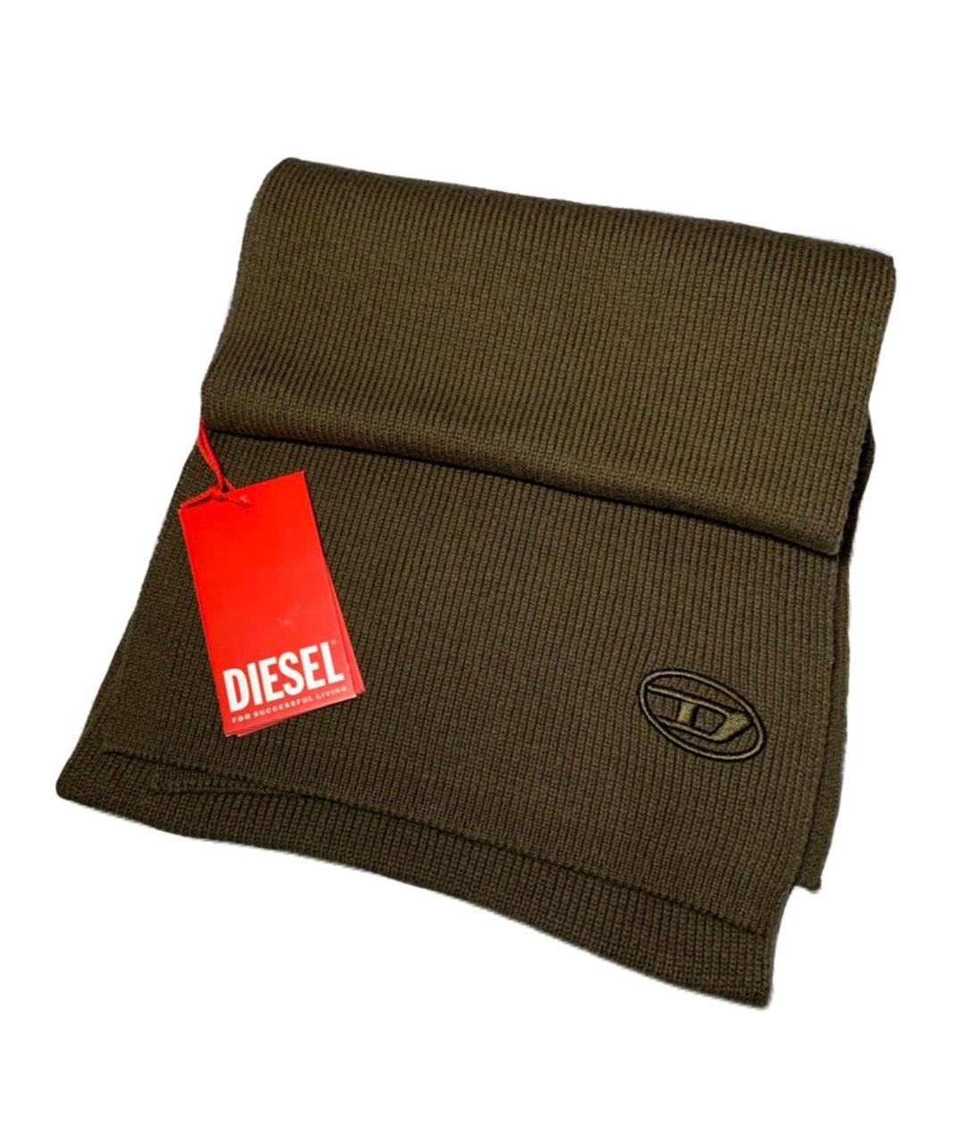 DIESEL Хаки шерстяной шарф, фото 9