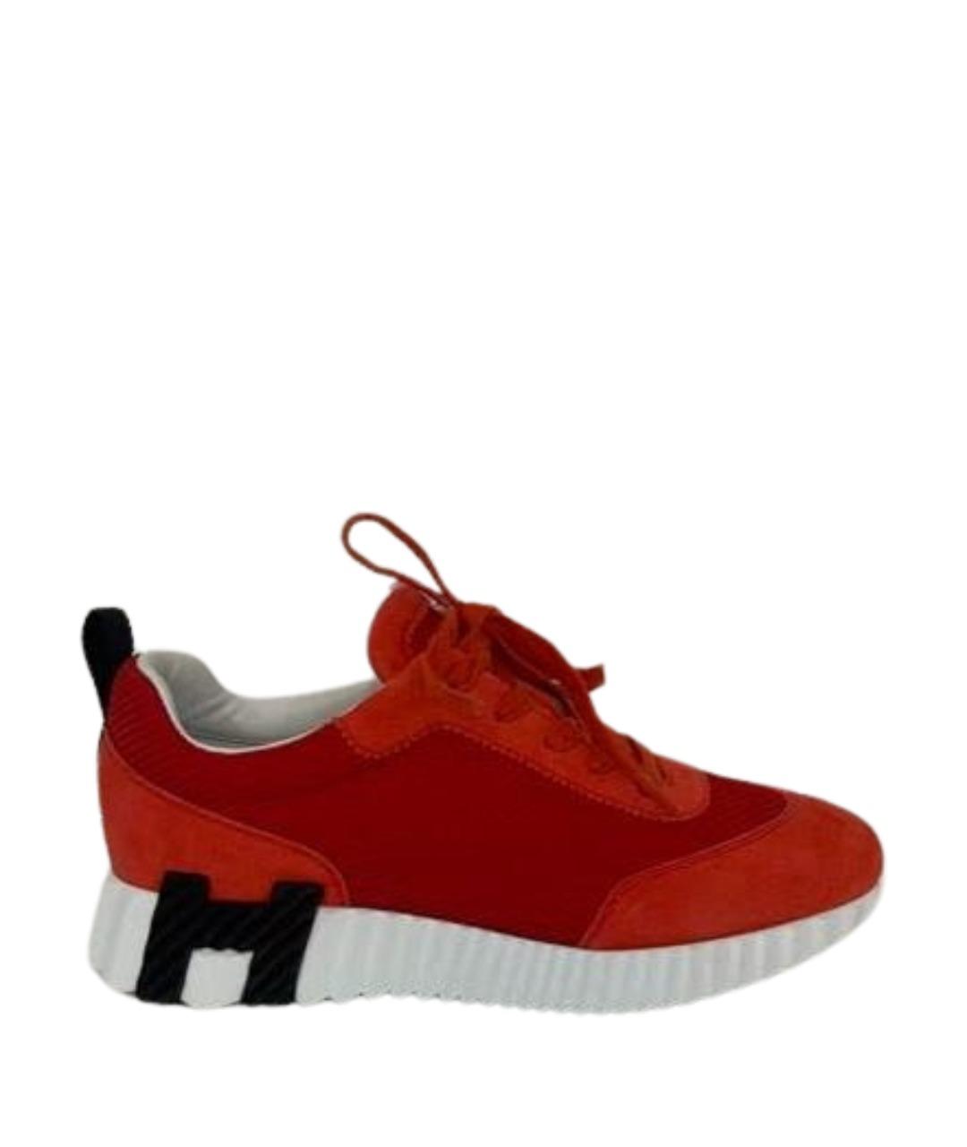 HERMES Красные текстильные кроссовки, фото 1