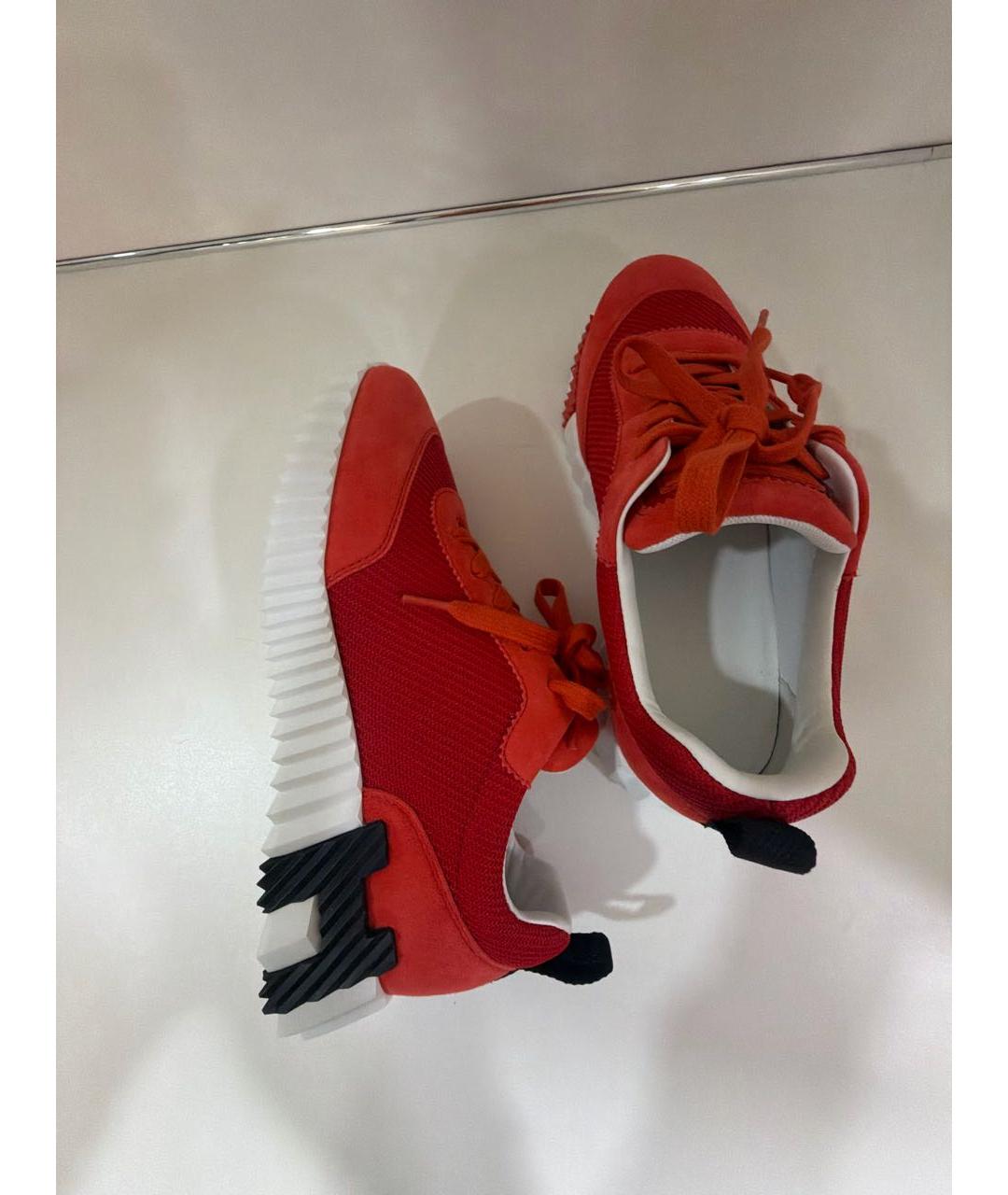 HERMES Красные текстильные кроссовки, фото 5