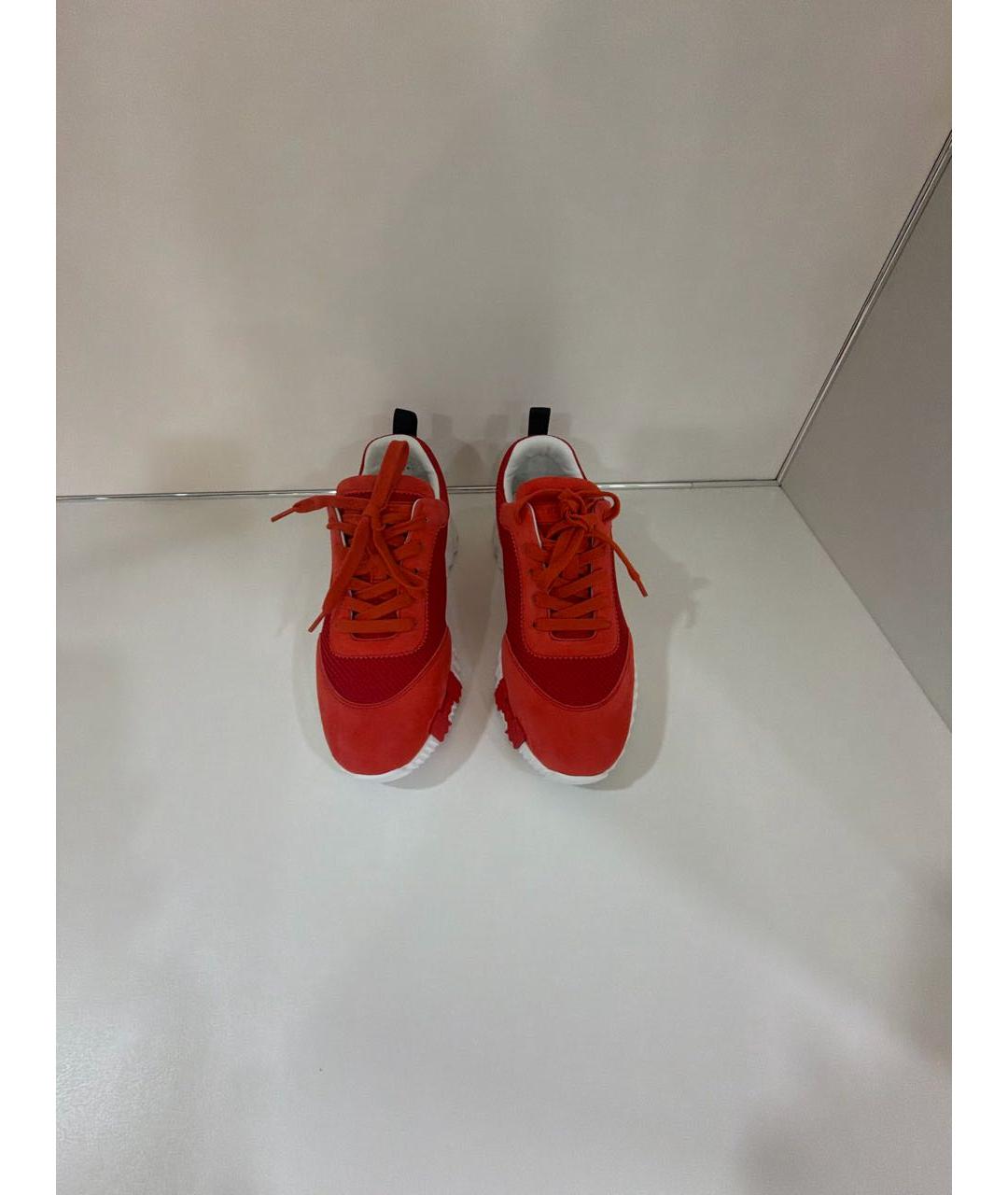 HERMES Красные текстильные кроссовки, фото 2