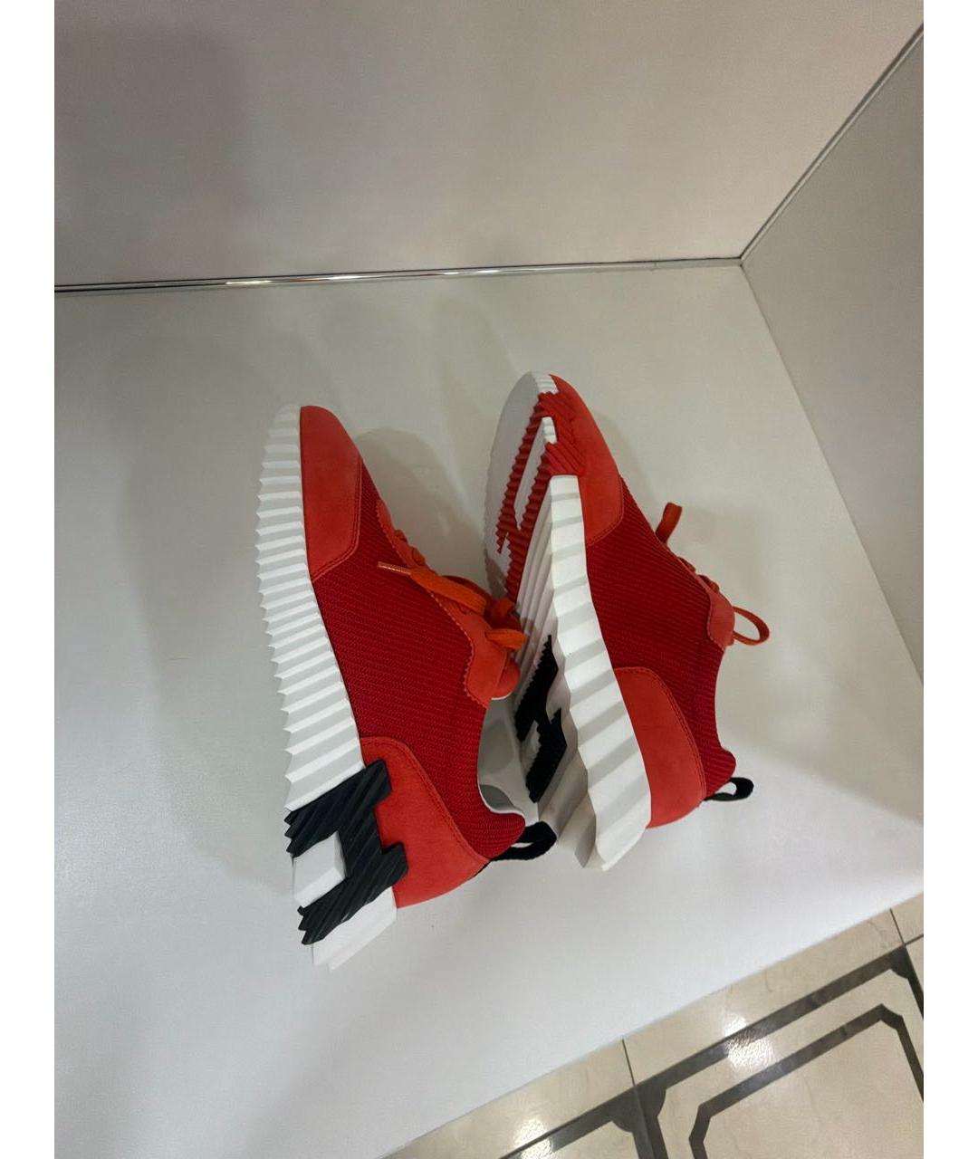 HERMES Красные текстильные кроссовки, фото 6