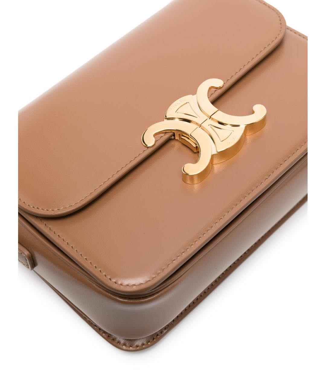 CELINE Коричневая кожаная сумка через плечо, фото 4