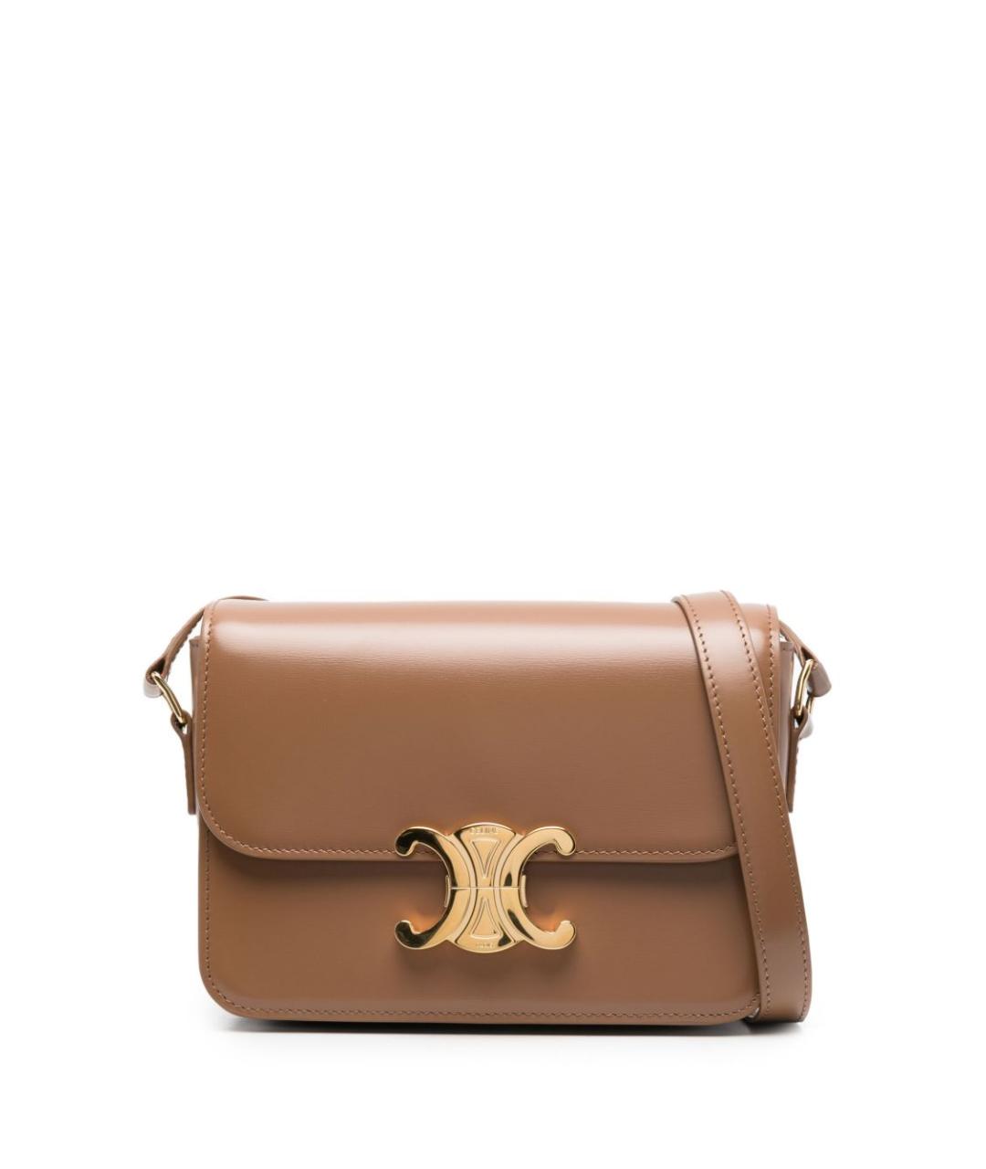 CELINE Коричневая кожаная сумка через плечо, фото 1