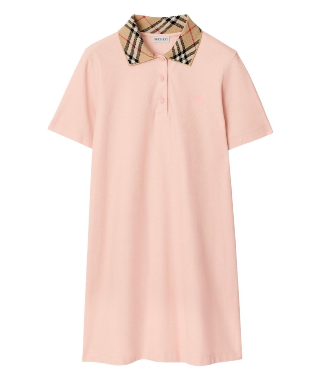 BURBERRY Розовое хлопковое повседневное платье, фото 1