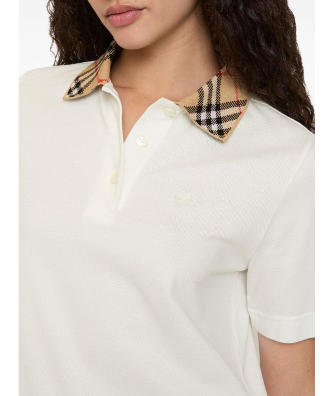 BURBERRY Белая хлопковая футболка, фото 4