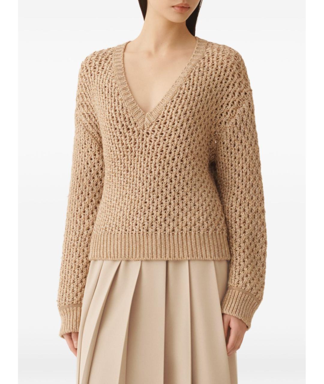 FABIANA FILIPPI Бежевый хлопковый джемпер / свитер, фото 3