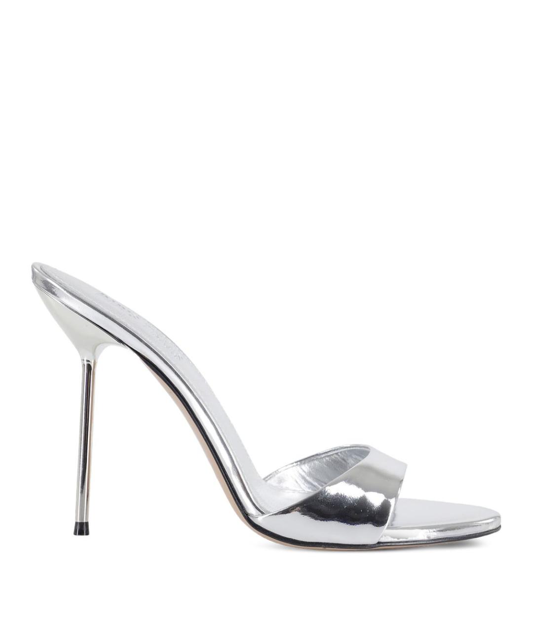 PARIS TEXAS Серебряные кожаные мюли, фото 1