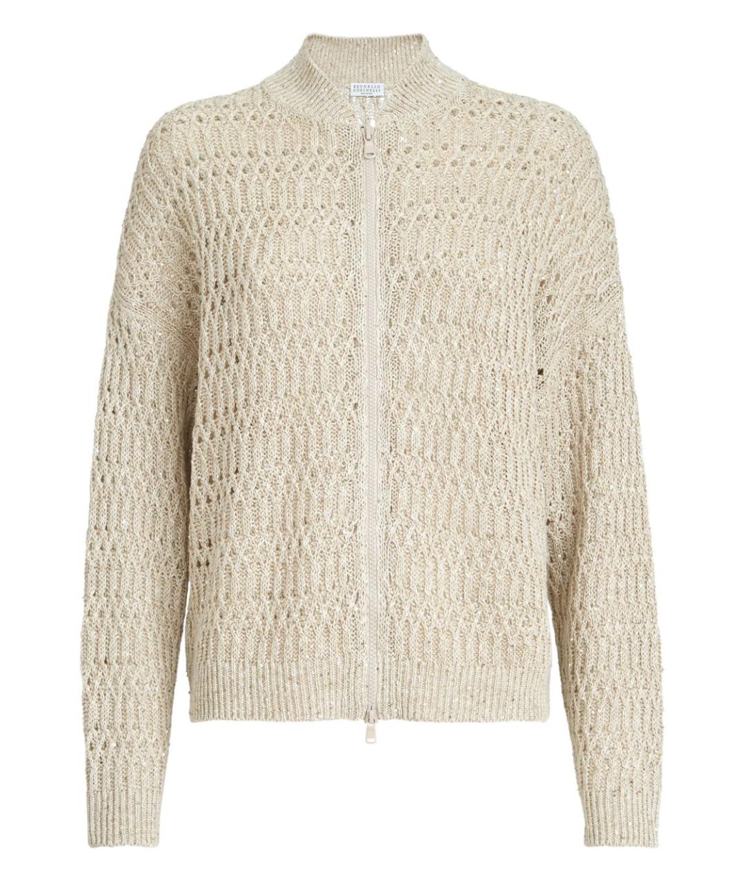 BRUNELLO CUCINELLI Бежевый льняной кардиган, фото 1