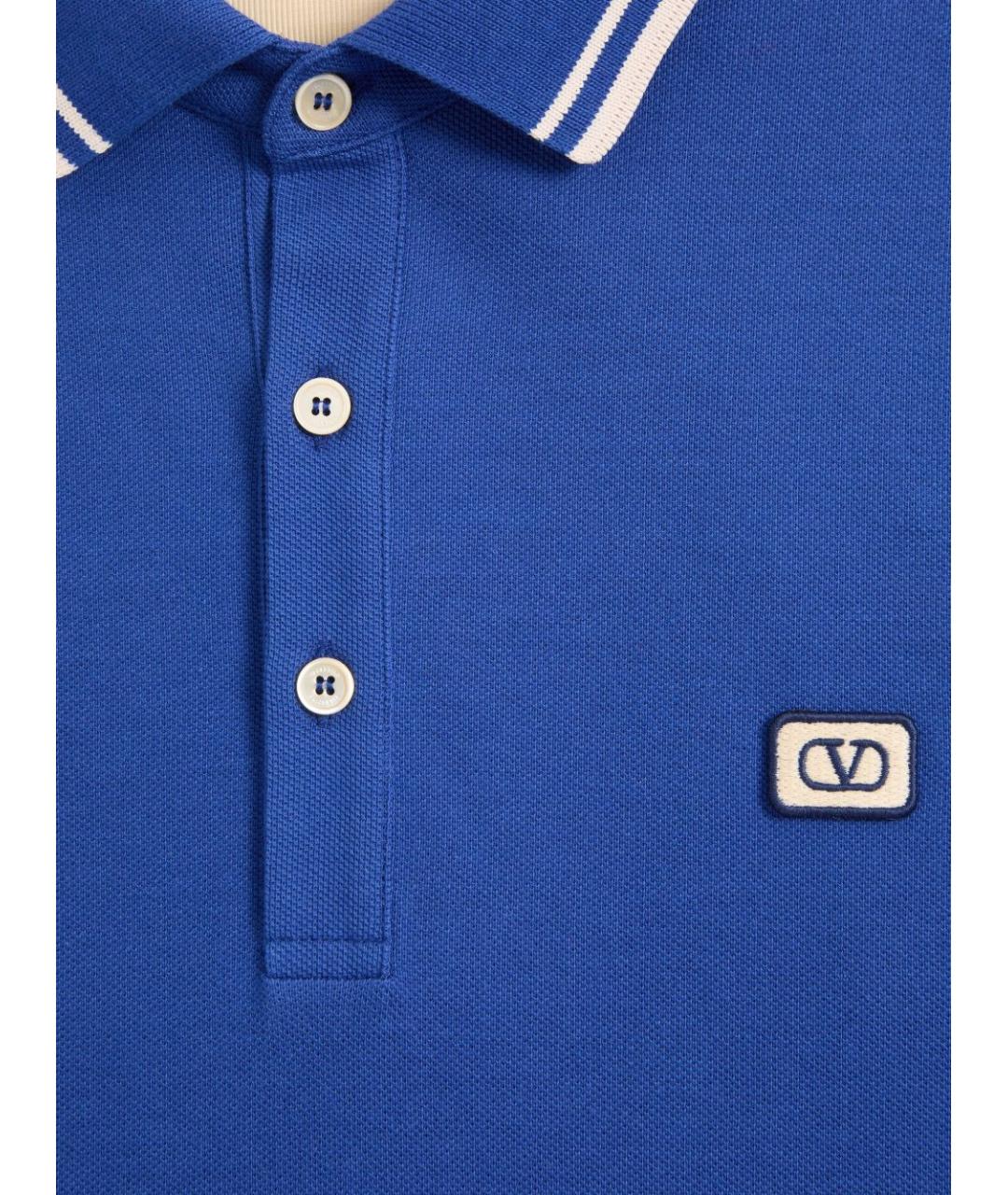VALENTINO Синее хлопковое поло с коротким рукавом, фото 7