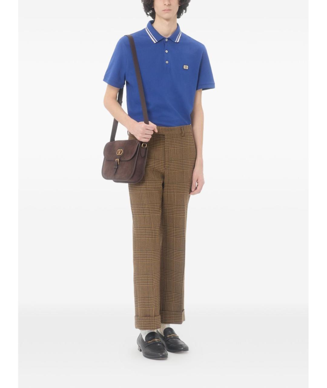 VALENTINO Синее хлопковое поло с коротким рукавом, фото 3