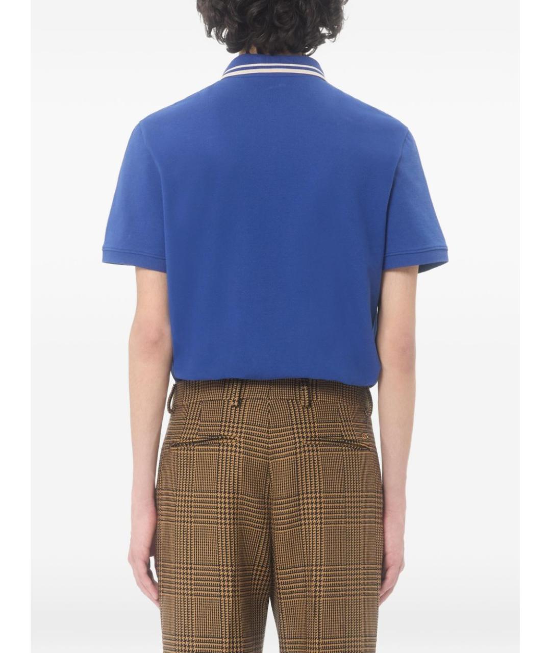VALENTINO Синее хлопковое поло с коротким рукавом, фото 4