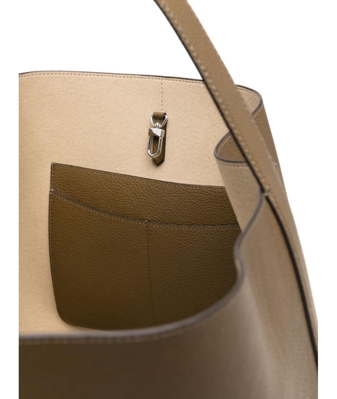 TOTEME Хаки кожаная сумка тоут, фото 2