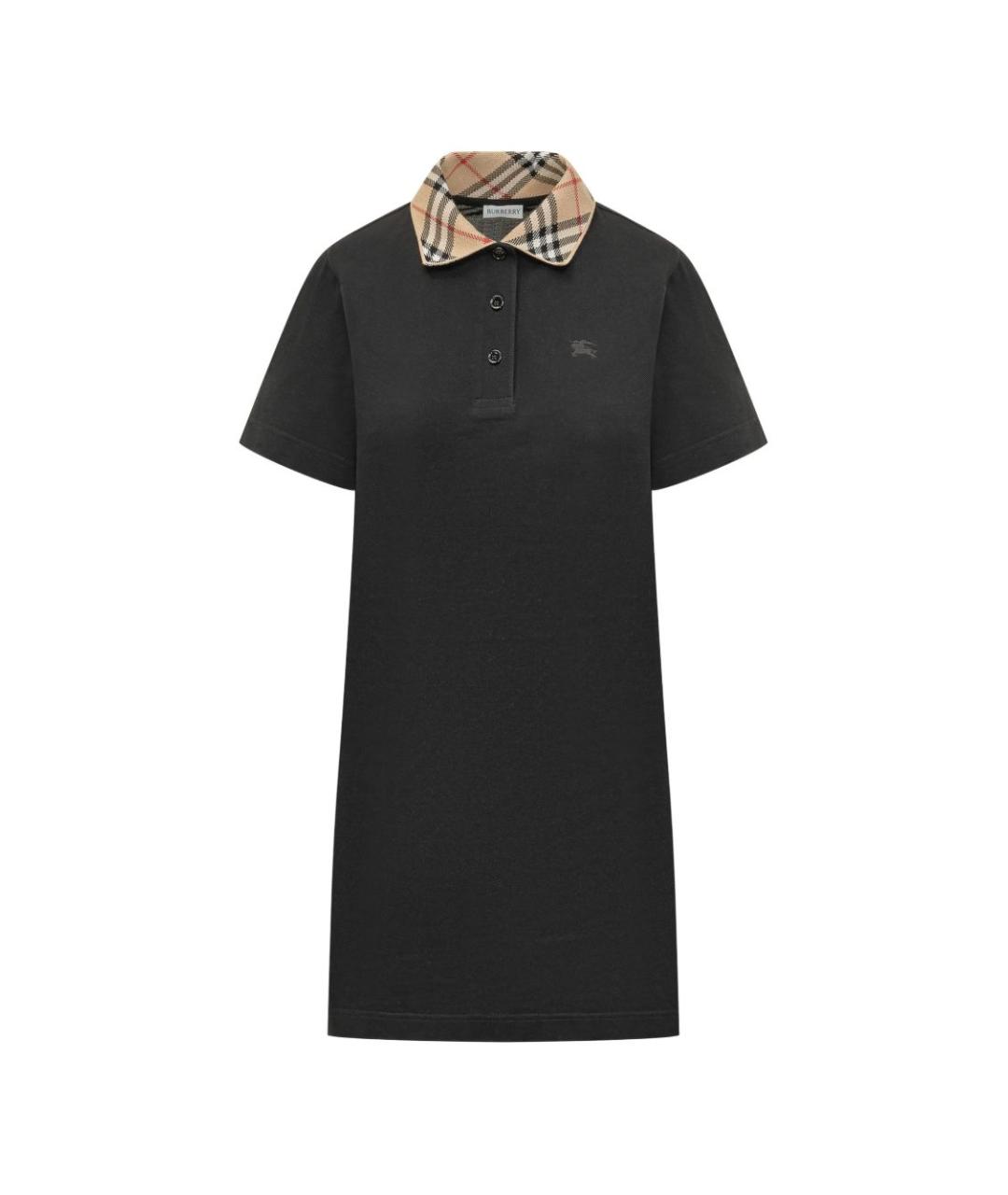 BURBERRY Черное хлопковое повседневное платье, фото 1