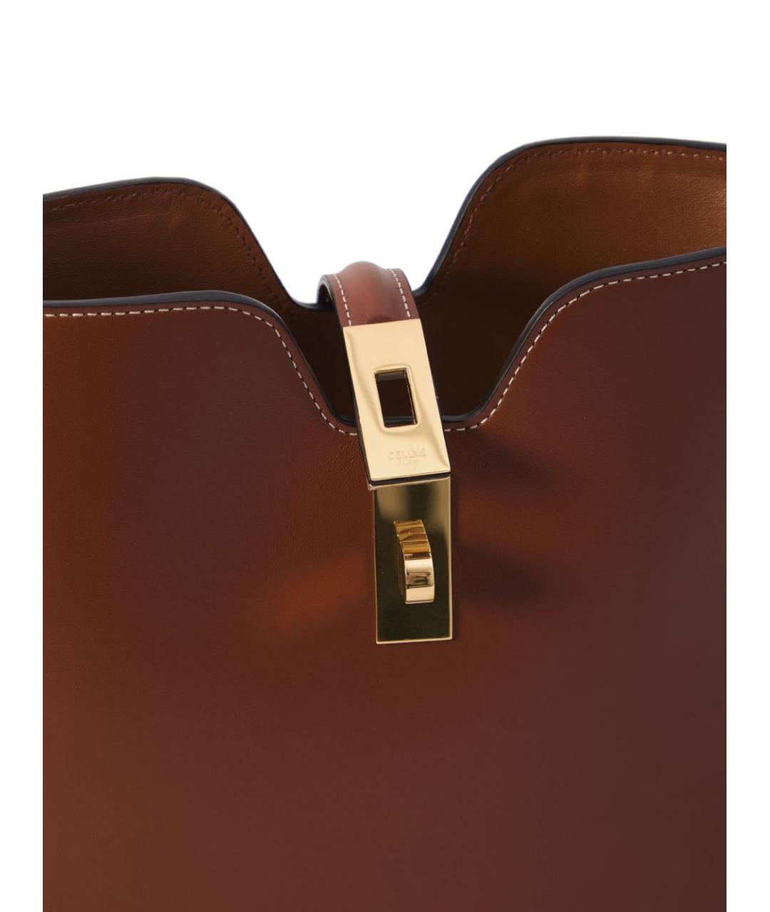 CELINE Коричневая кожаная сумка через плечо, фото 2