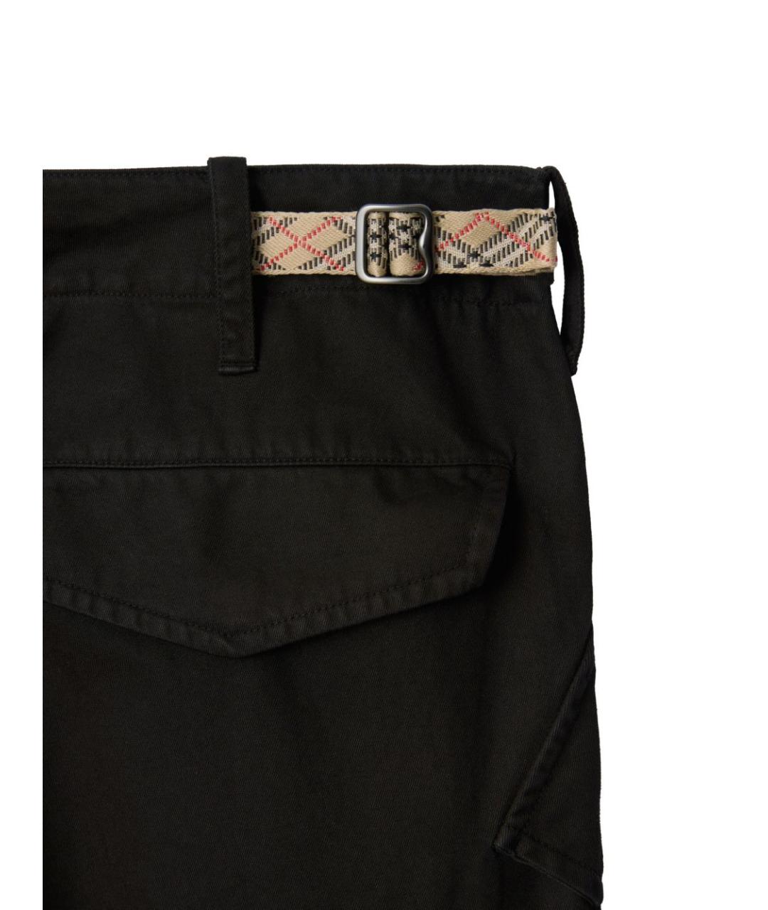 BURBERRY Черные хлопковые повседневные брюки, фото 3