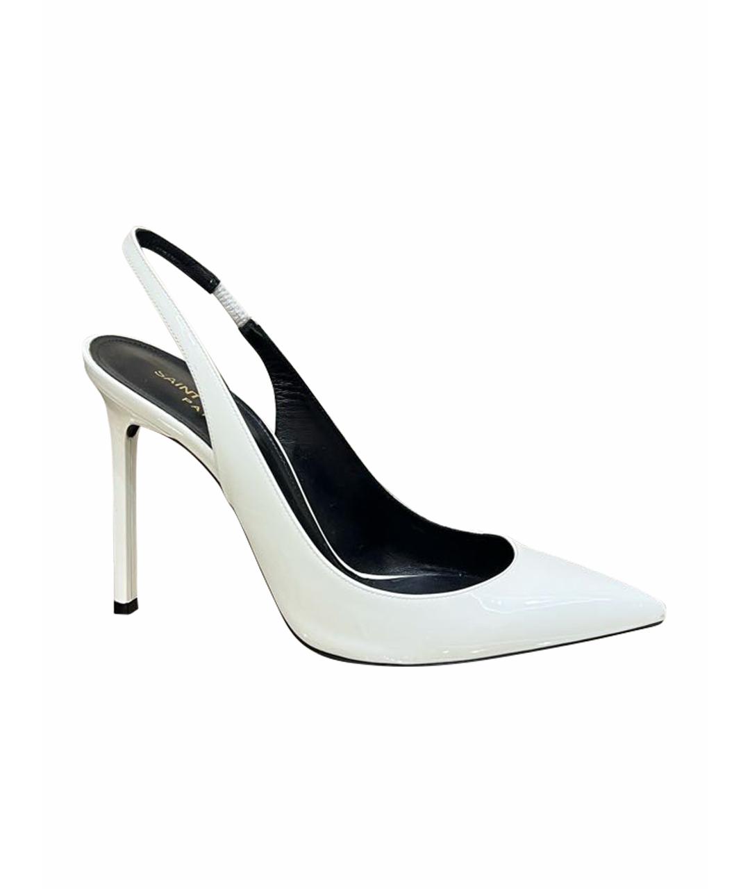 SAINT LAURENT Белые босоножки из лакированной кожи, фото 1