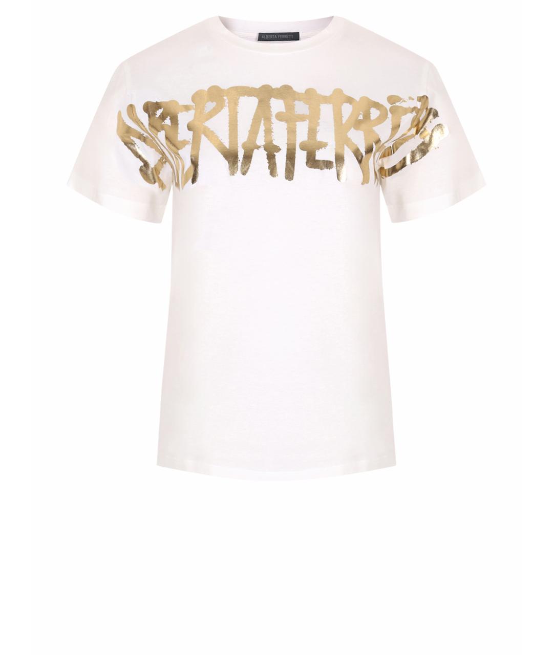 ALBERTA FERRETTI Белая хлопковая футболка, фото 1