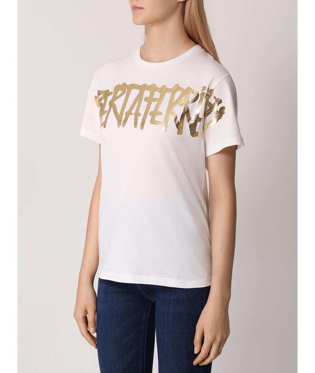 ALBERTA FERRETTI Белая хлопковая футболка, фото 3