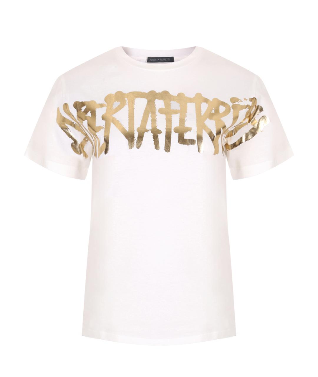 ALBERTA FERRETTI Белая хлопковая футболка, фото 6