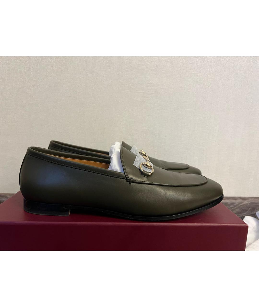 GUCCI Зеленые кожаные лоферы, фото 7
