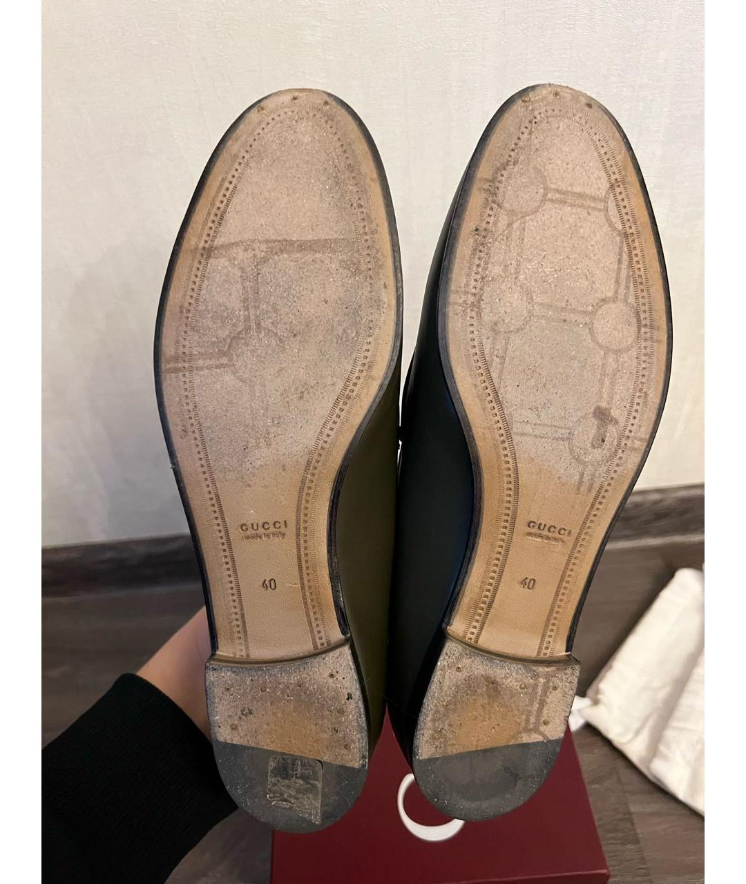 GUCCI Зеленые кожаные лоферы, фото 6