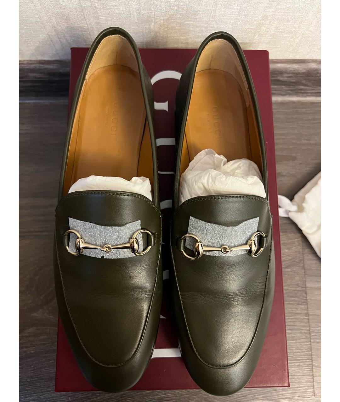 GUCCI Зеленые кожаные лоферы, фото 3