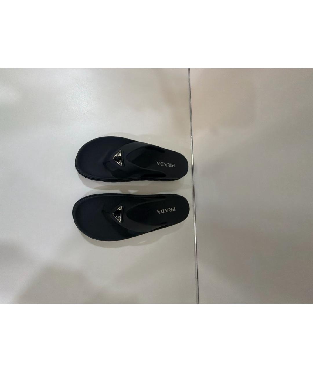 PRADA Черные синтетические шлепанцы, фото 2