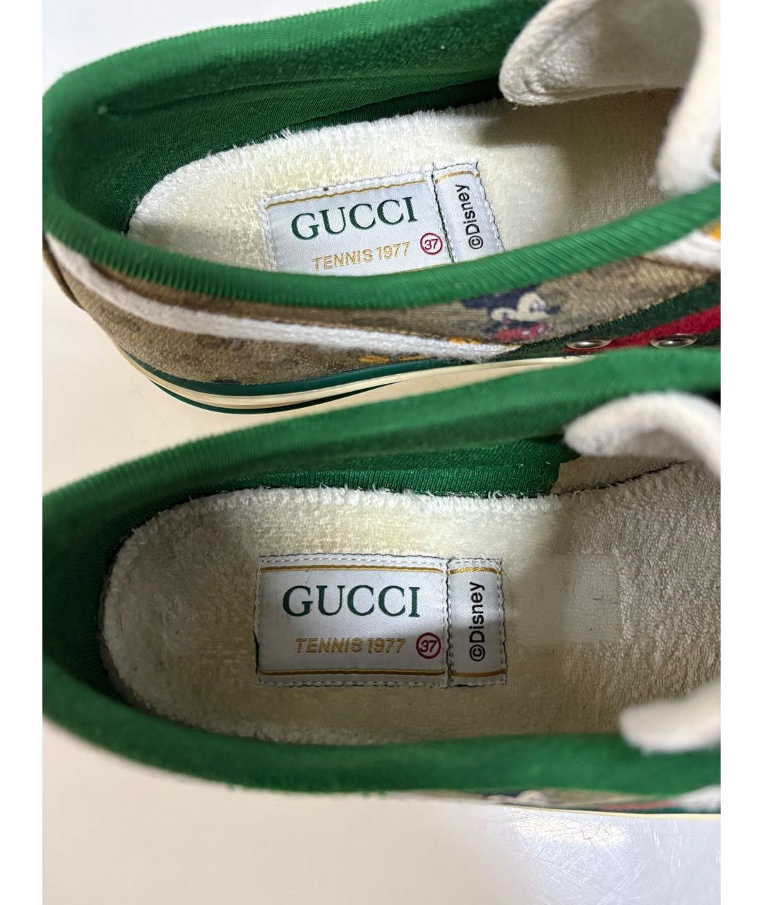 GUCCI Коричневые текстильные кеды, фото 7