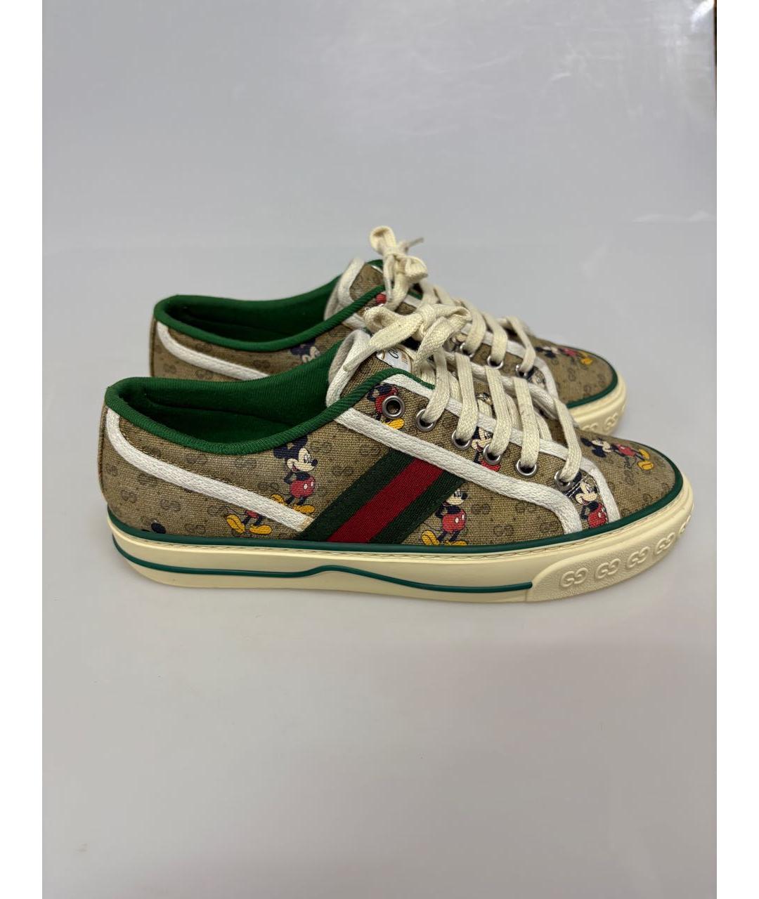 GUCCI Коричневые текстильные кеды, фото 9