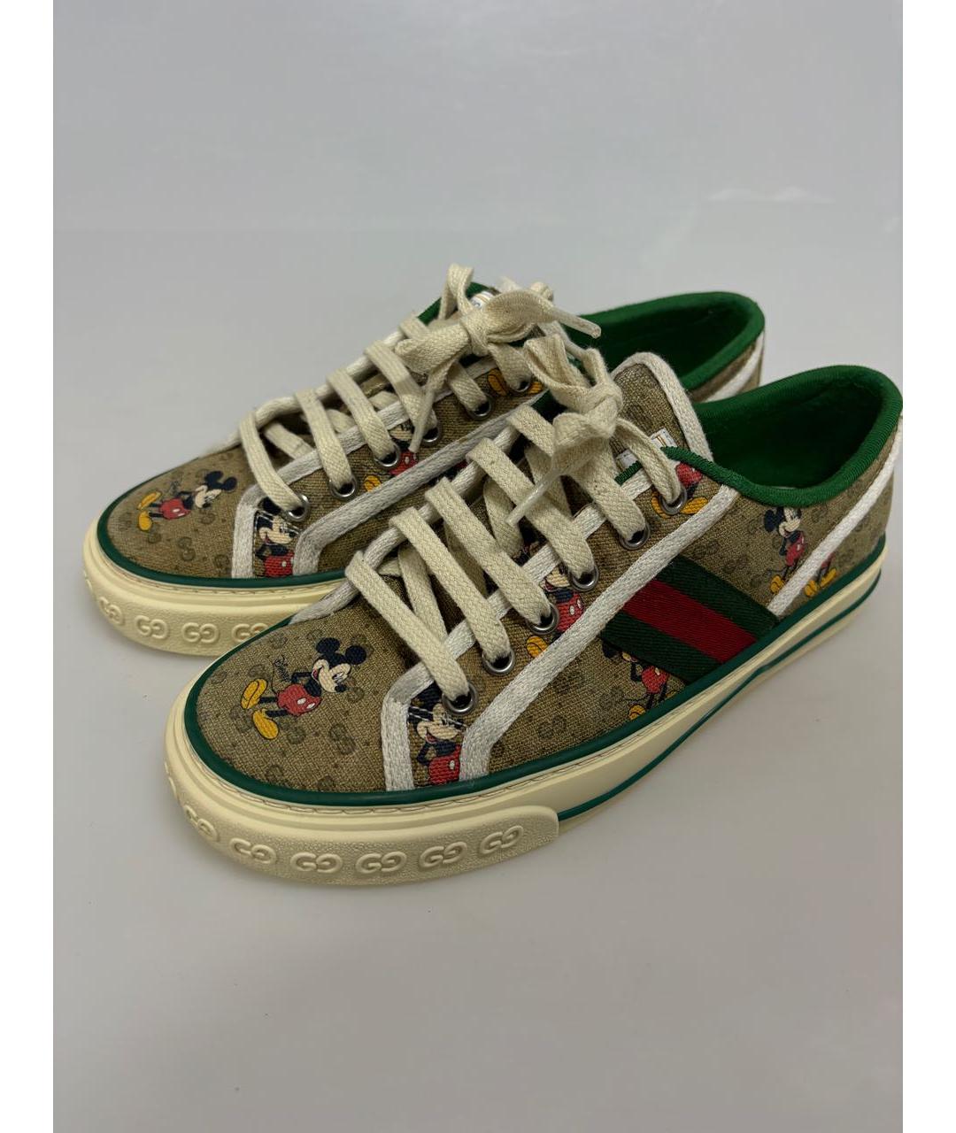 GUCCI Коричневые текстильные кеды, фото 3