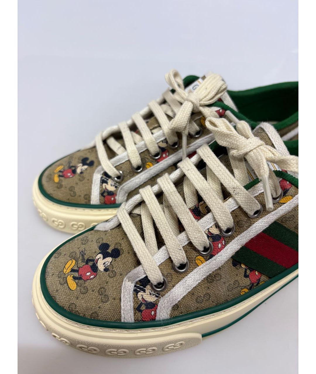 GUCCI Коричневые текстильные кеды, фото 6