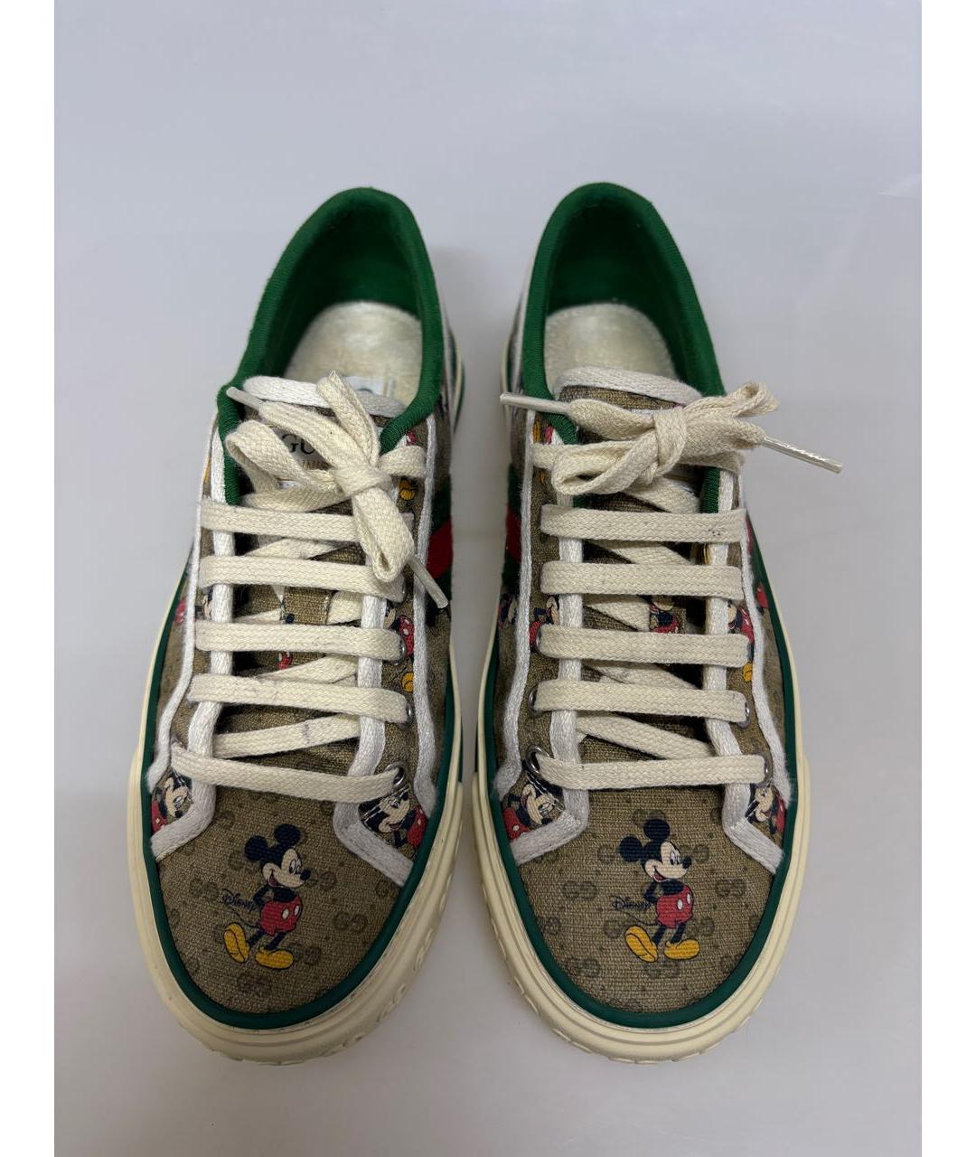 GUCCI Коричневые текстильные кеды, фото 2