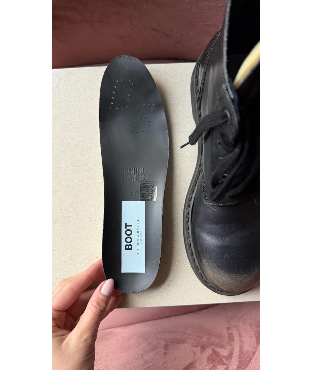 GOLDEN GOOSE DELUXE BRAND Черные кожаные ботинки, фото 6