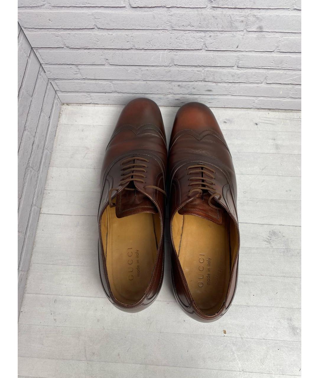 GUCCI Коричневые кожаные туфли, фото 3